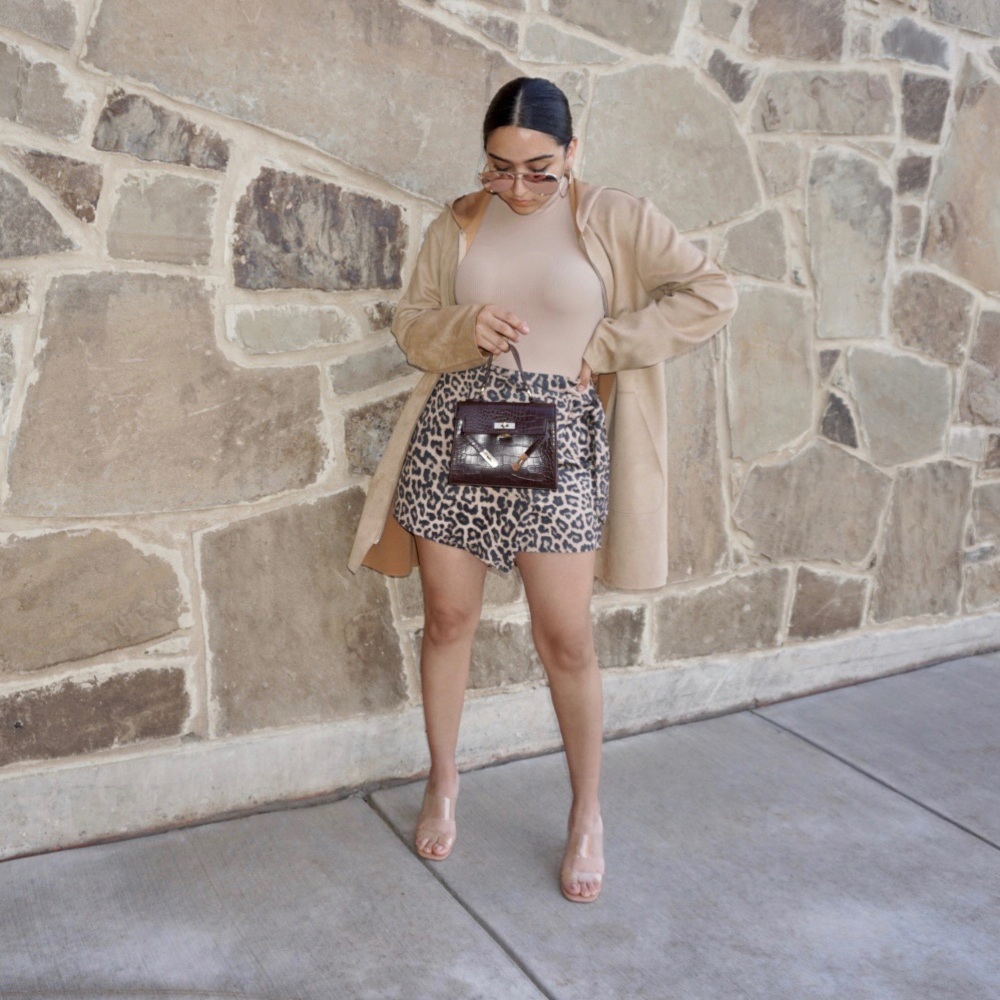 Zara faux suede printed skort